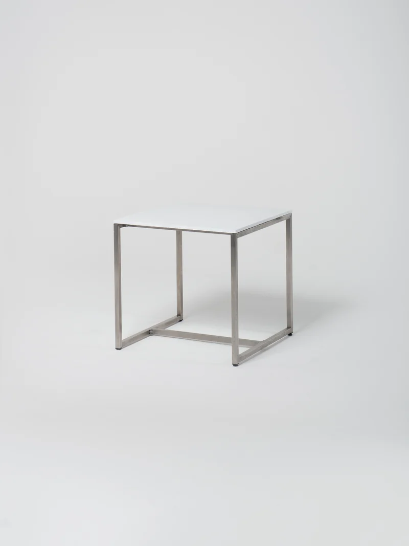 Table 20 / Square / Stainless Steel / White Concrete