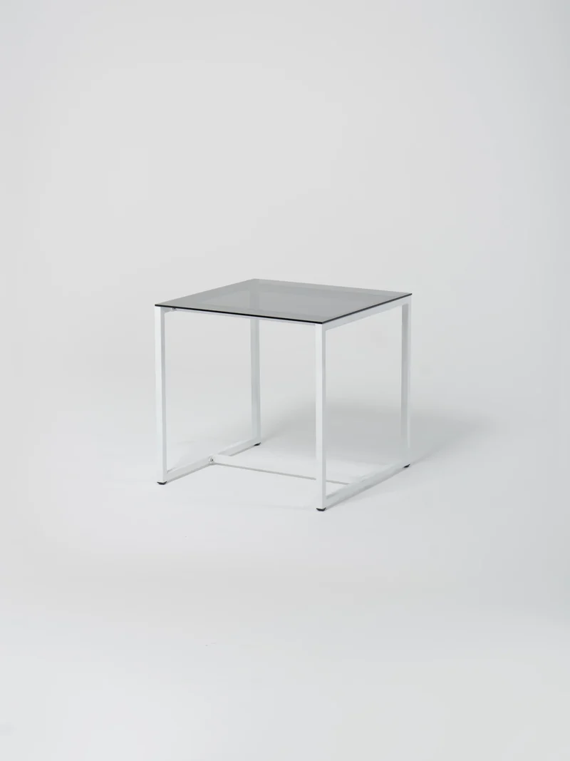 Table 21 / Square / White / Grey Glass