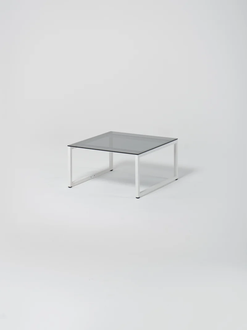 Coffee Table 16 / White | Square | Glass | Grey