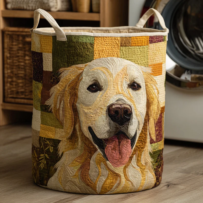 Sweet Golden Retriever | Handmade Laundry Basket