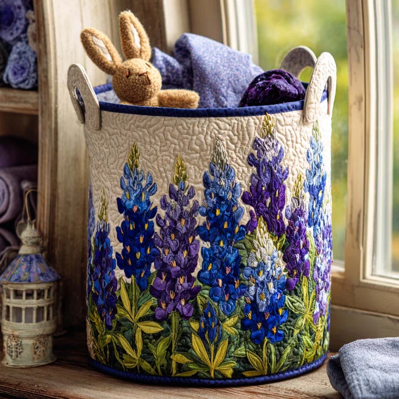 Blue Flower Trail | Handmade Laundry Basket
