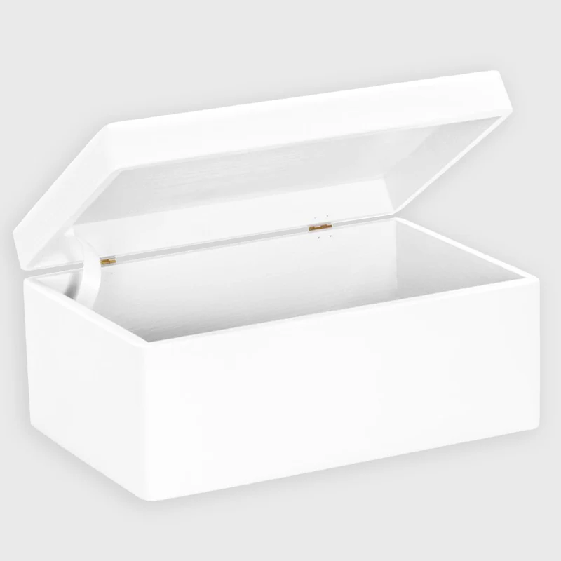 Boîte en bois avec couvercle – M/L/XL - Blanc – Coffret de rangement - Boîte à souvenirs et décoration, FSC®
