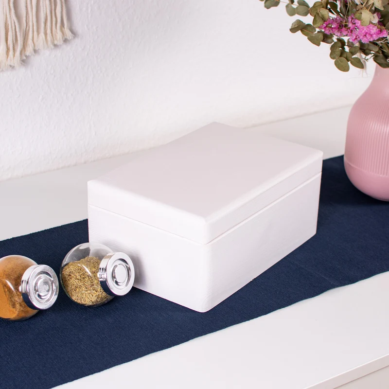 Boîte en bois avec couvercle – M/L/XL - Blanc – Coffret de rangement - Boîte à souvenirs et décoration, FSC®