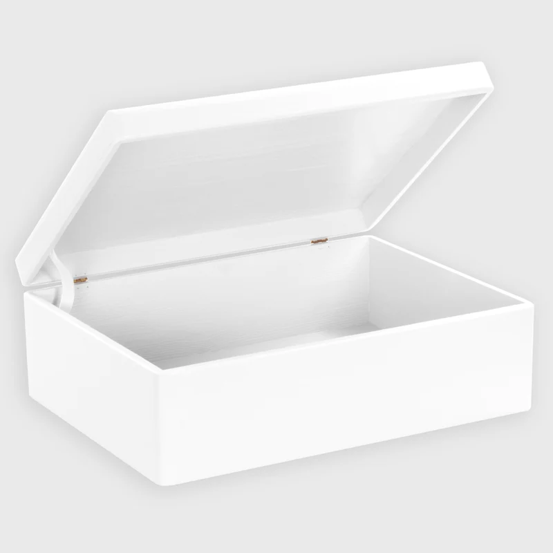 Boîte en bois avec couvercle – M/L/XL - Blanc – Coffret de rangement - Boîte à souvenirs et décoration, FSC®