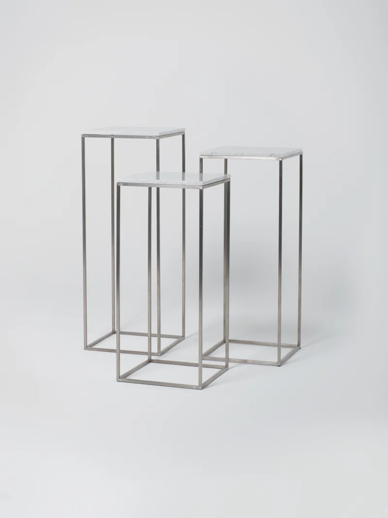 Podium Set 3 / 45cm Square / Stainless Steel / Bianco Carrara