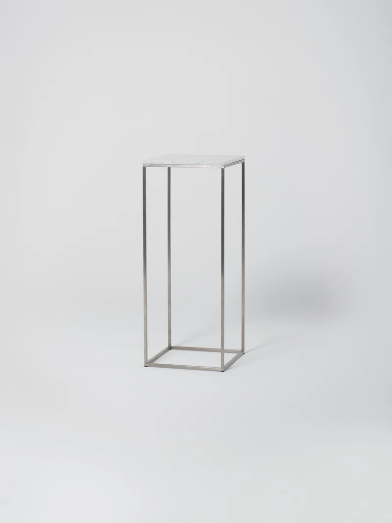 Podium 3 / 45cm Square / Stainless Steel / Bianco Carrara