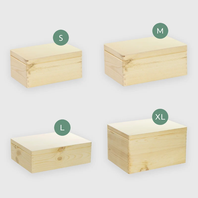 Boîte en bois avec couvercle – S/M/L/XL - Naturel, FSC® – Coffret de rangement - Boîte pour décoration et bricolage