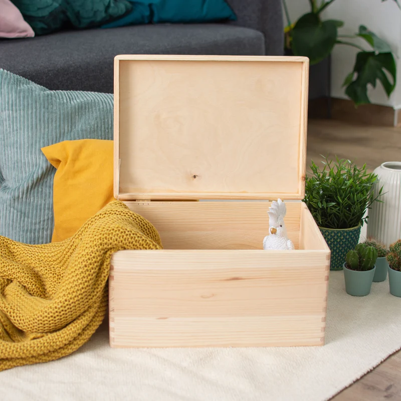Boîte en bois avec couvercle – S/M/L/XL - Naturel, FSC® – Coffret de rangement - Boîte pour décoration et bricolage