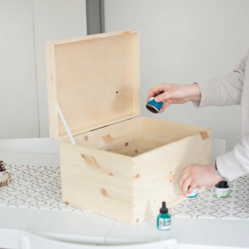 Boîte en bois avec couvercle – S/M/L/XL - Naturel, FSC® – Coffret de rangement - Boîte pour décoration et bricolage