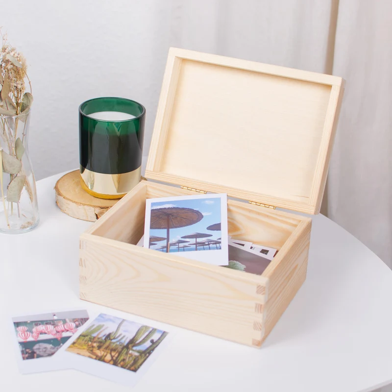 Boîte en bois avec couvercle – S/M/L/XL - Naturel, FSC® – Coffret de rangement - Boîte pour décoration et bricolage