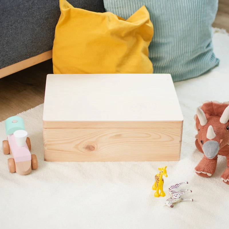 Boîte en bois avec couvercle – S/M/L/XL - Naturel, FSC® – Coffret de rangement - Boîte pour décoration et bricolage