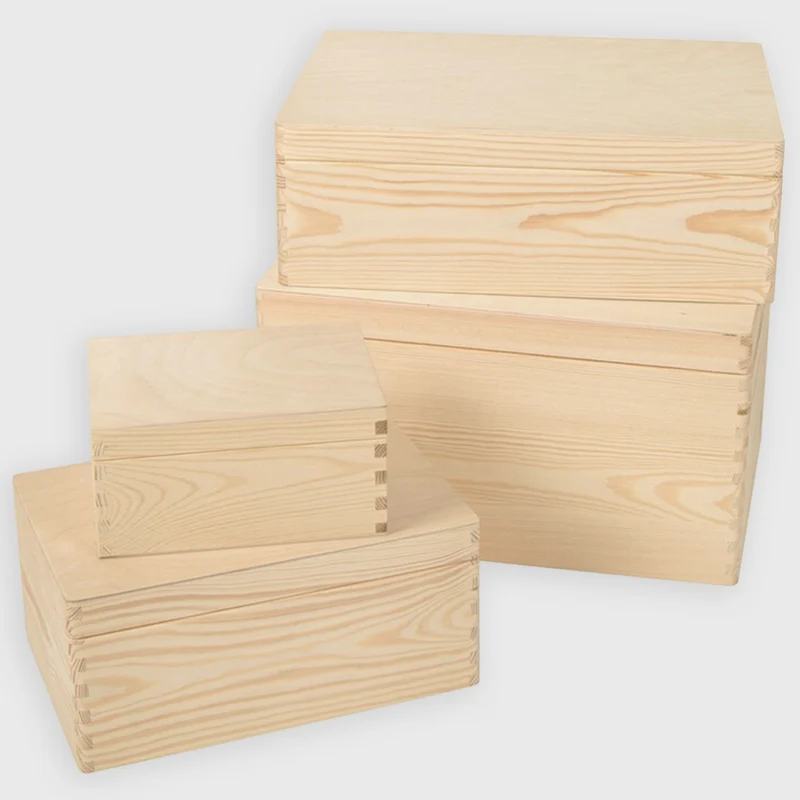 Boîte en bois avec couvercle – S/M/L/XL - Naturel, FSC® – Coffret de rangement - Boîte pour décoration et bricolage