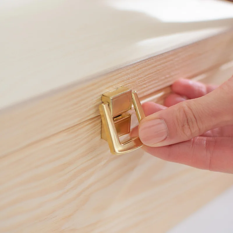 Boîte en bois avec couvercle et fermeture en métal – S/M/L/XL - Naturel – Coffret de rangement, FSC®