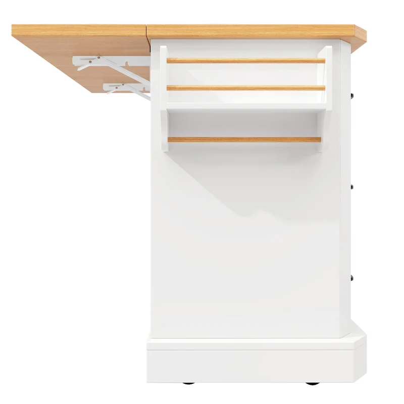 Oligospermia Îlot de cuisine mobile 120x45x91 cm, MDF blanc/noir, 2 portes, 6 tiroirs, style moderne, grande capacité
