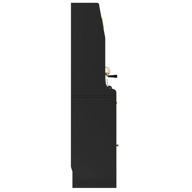 Alcoholometrical Buffet Haut 120x40x180 cm Noir avec LED, Vitrine Moderne en MDF, Rangement Cuisine avec Étagères Réglables et 2 Tiroirs