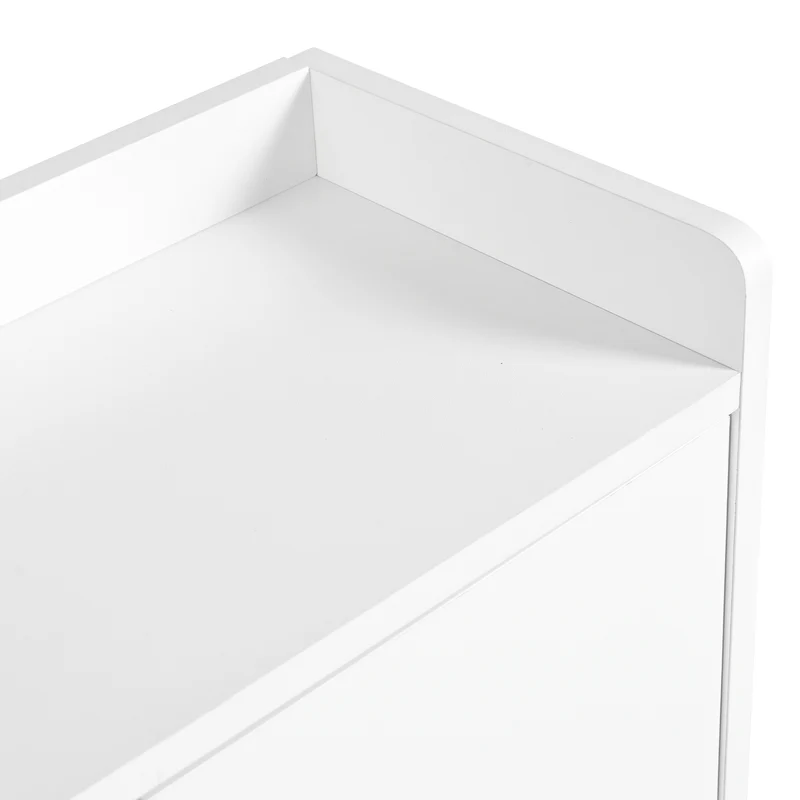 Meuble à chaussures blanc 119x24x122 cm avec 3 tiroirs basculants, tiroir de rangement, étagères réglables et banc rabattable