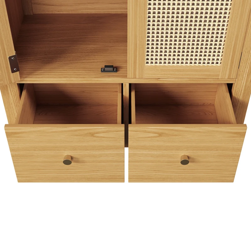 Armoire forme arche effet bois clair, cannage rotin, style campagne 181x78x45cm SCANDINAVIANMETALPRI