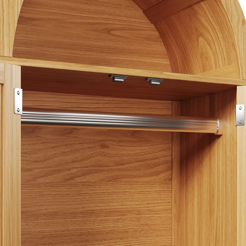 Armoire forme arche effet bois clair, cannage rotin, style campagne 181x78x45cm SCANDINAVIANMETALPRI