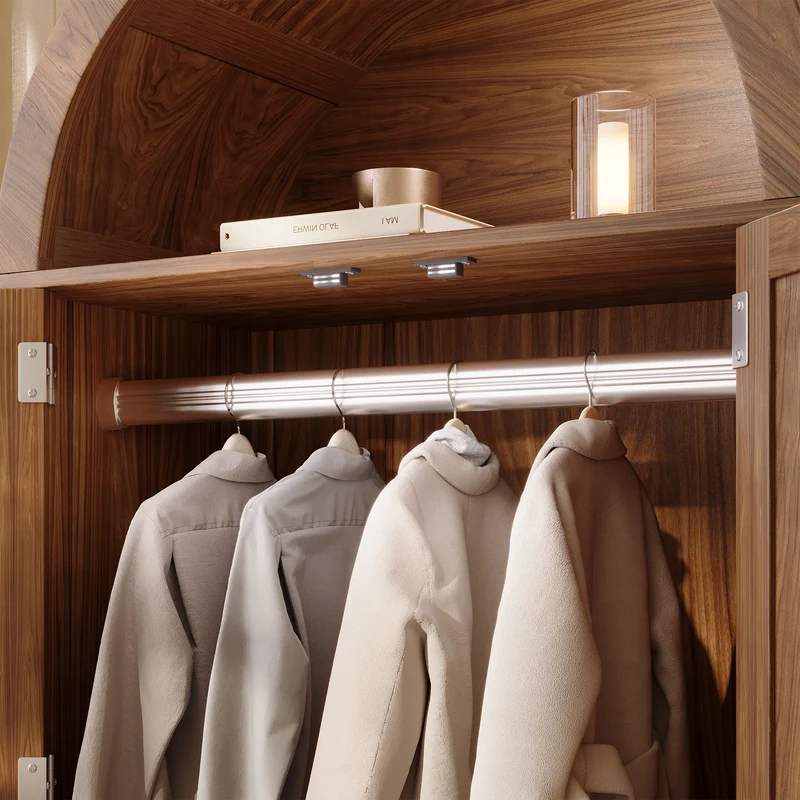 Armoire forme arche effet bois noyer, cannage rotin, style campagne 181x78x45cm SCANDINAVIANMIRROR