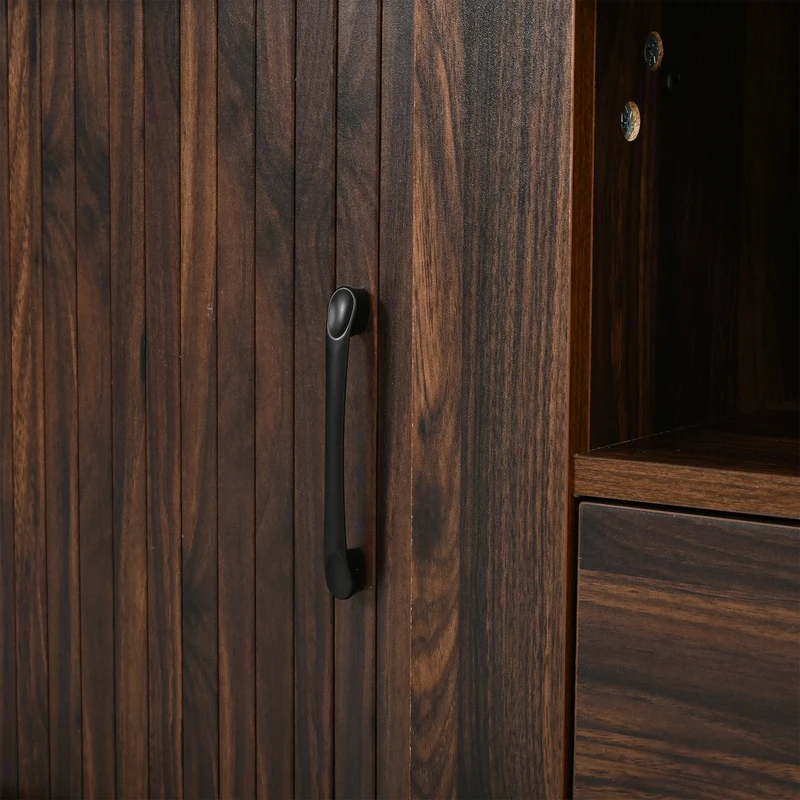 Meuble TV effet noyer style rétro à portes coulissantes 180cm RUSTICSTYLE