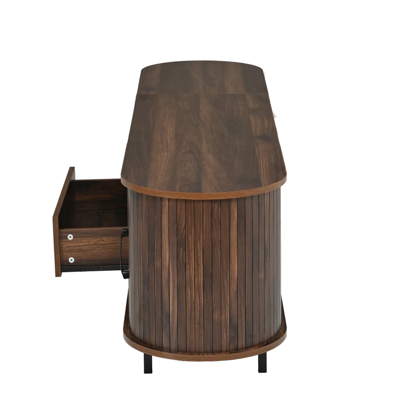 Meuble TV effet noyer style rétro à portes coulissantes 180cm RUSTICSTYLE