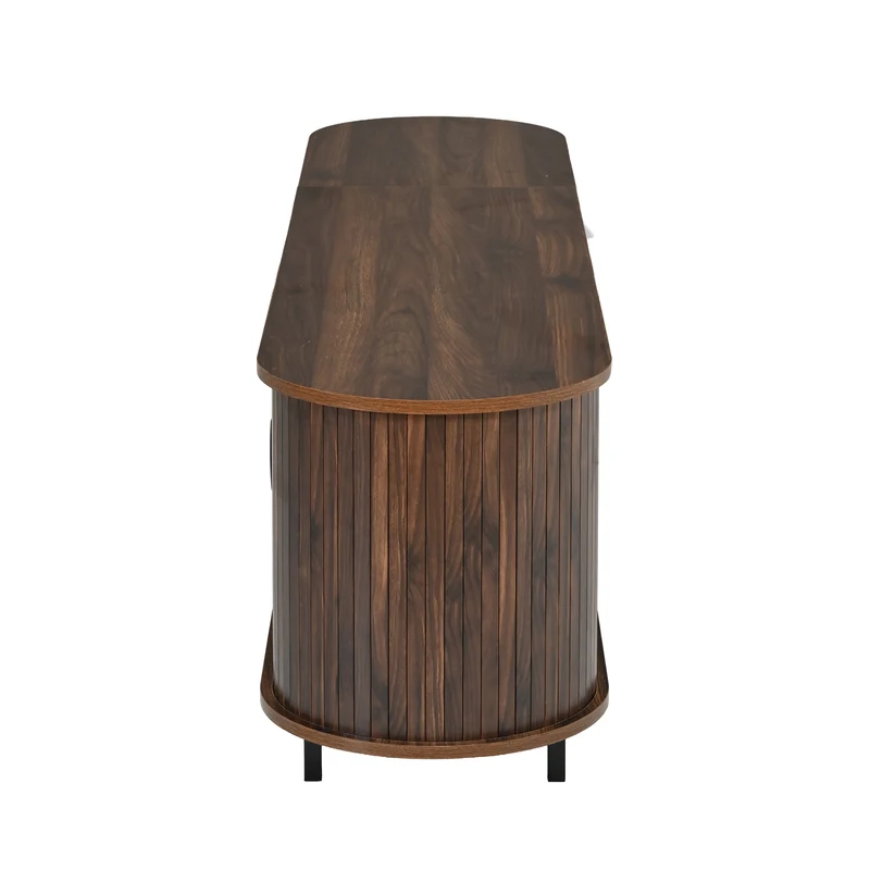 Meuble TV effet noyer style rétro à portes coulissantes 180cm RUSTICSTYLE