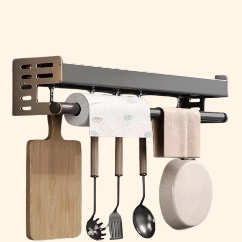Etagère à épices murales design profonde en aluminium gris multi supports