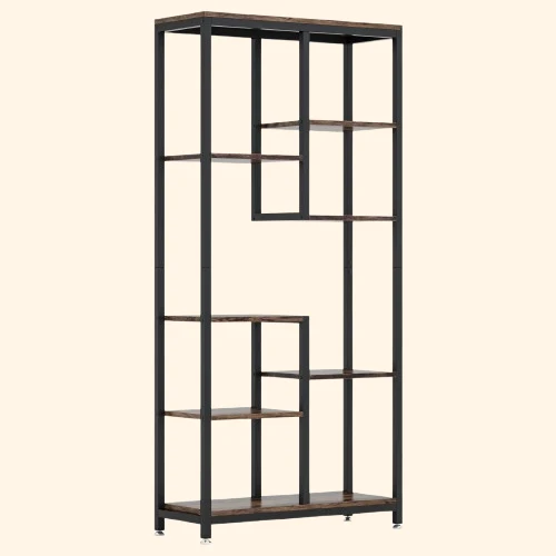 Etagère haute métal et bois sur pieds