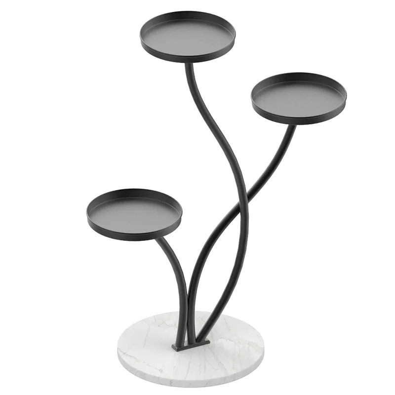 Etagere pour plantes intérieur design sur pied central avec triple plateaux