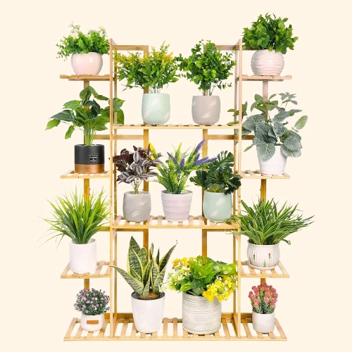 Meuble étagère pour plantes en bambou à 9 niveaux