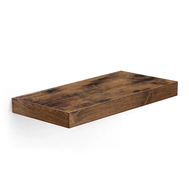 Etagère murale flottante industrielle en bois fonçé 20 x 40 x 4 cm