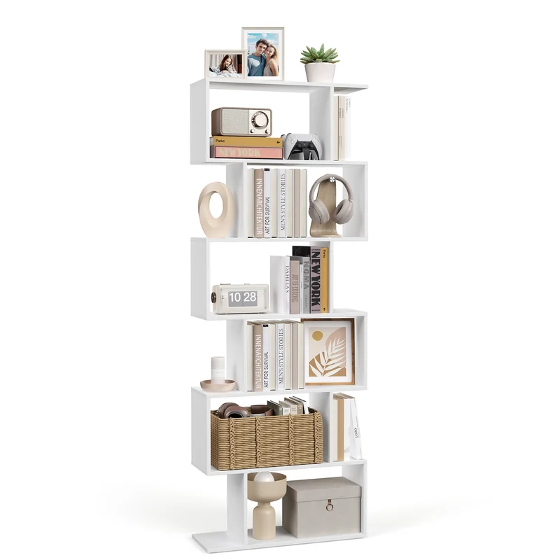 Meuble bibliothèque design en bois à compartiments alternés