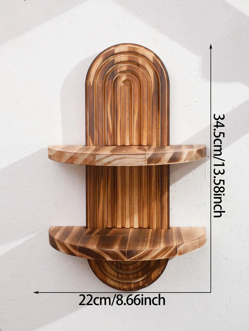 Etagère murale flottante bohème ovale en bois
