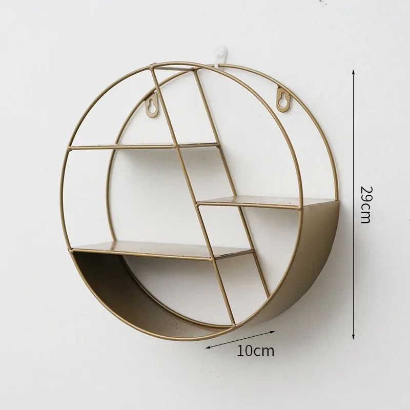 Etagère murale ronde en métal triple tablettes