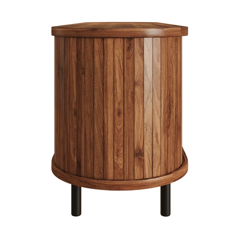 Meuble TV effet noyer avec portes coulissantes, 2 tiroirs et façade 3D 160x40x55cm PILLOWPRO