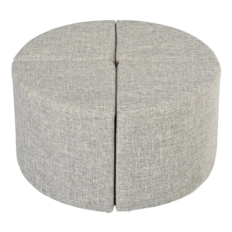 Ensemble de table basse ovale effet noyer avec 4 poufs et portes coulissantes 120 cm PILLOWSTYLE