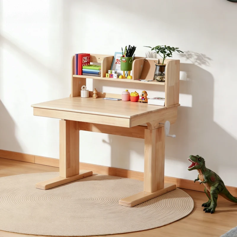 Bureau évolutif réglable en hauteur en bois massif, plateau inclinable 0–43° pour enfant SHELFFLOW