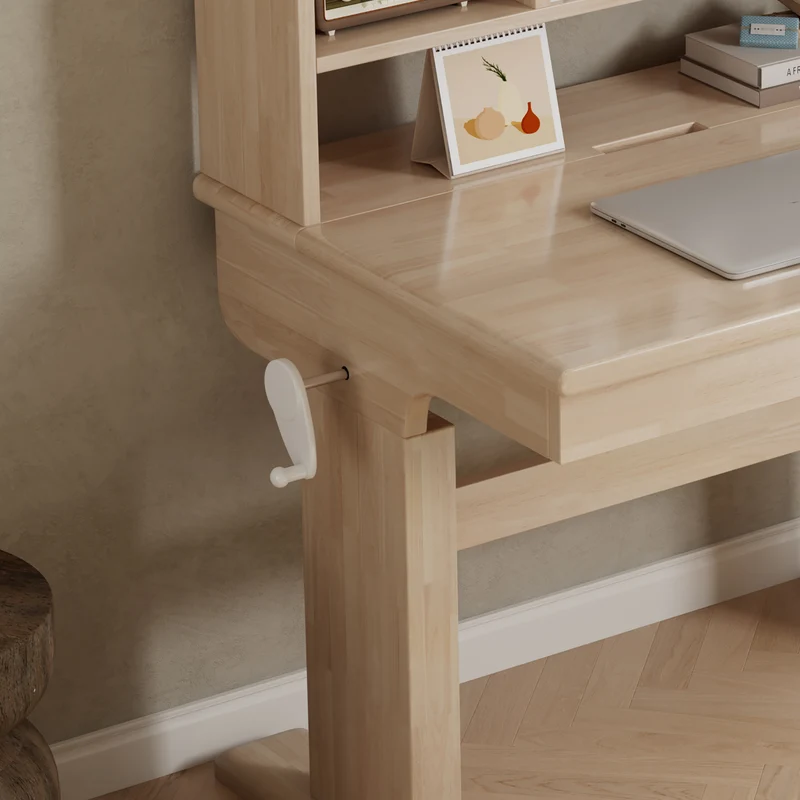 Bureau évolutif réglable en hauteur en bois massif, plateau inclinable 0–43° pour enfant SHELFFLOW