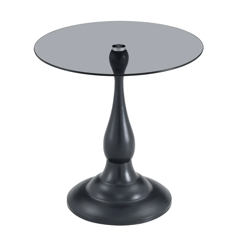 Table d’appoint ronde en verre teinté noir 50x50cm PINEBED