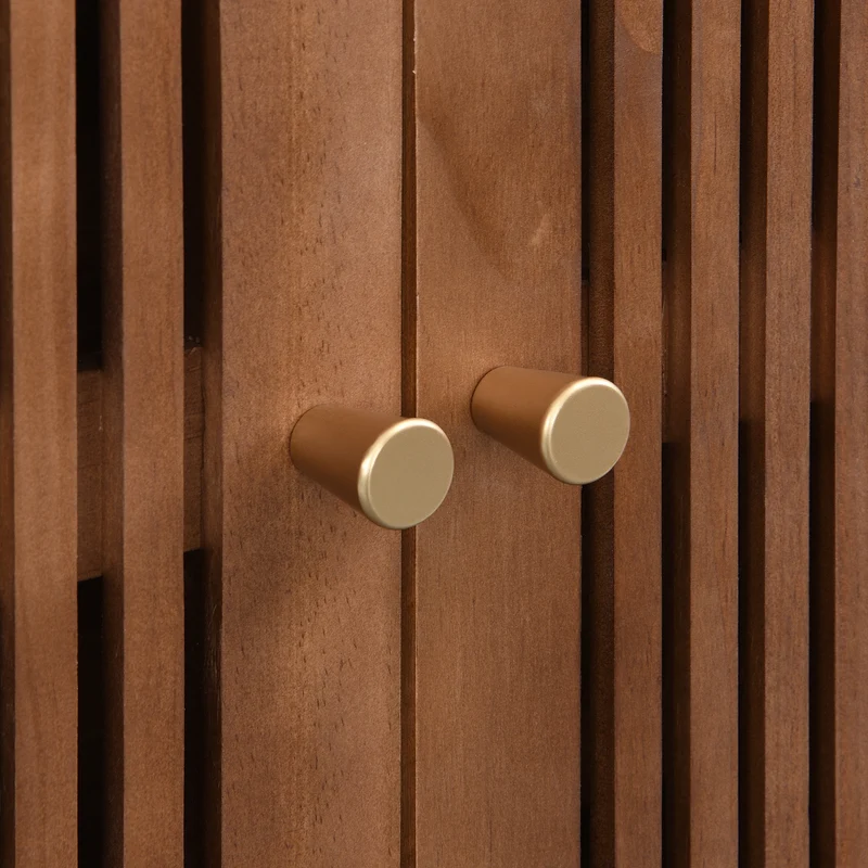 Meuble à chaussures effet noyer, portes à lattes et rangement ouvert 80×35×105cm PINECABINET