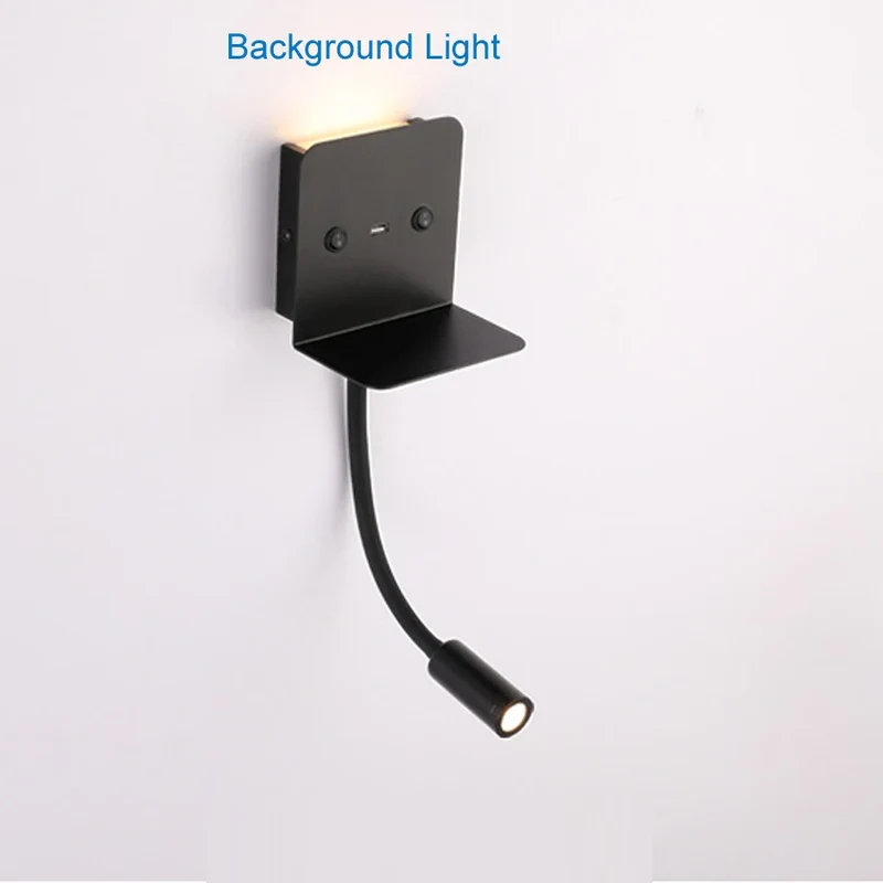 Etagère de chevet lumineuse design avec flexible spot orientable