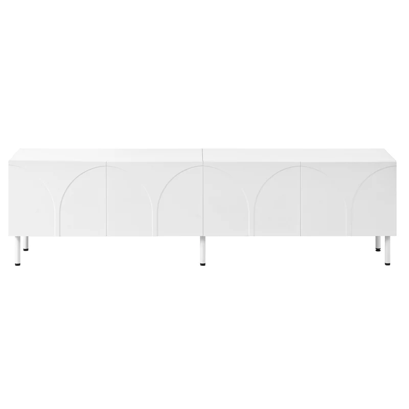 Meuble TV blanc design arche 4 portes 180×35×49cm PLANTEDGE