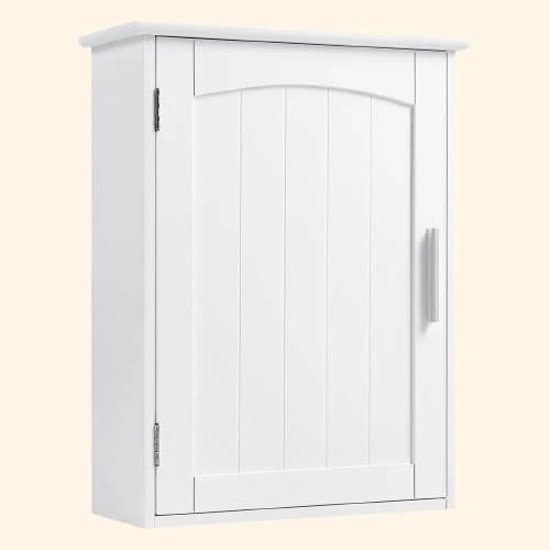 Armoire murale salle de bain blanche, 1 porte, 1 étagère ajustable