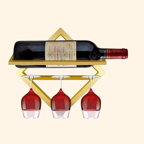 Etagère murale vin métallique avec support losange