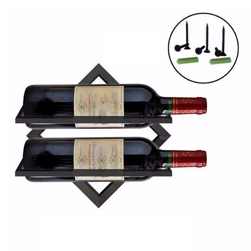 Etagère murale vin métallique avec support losange