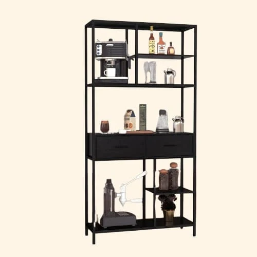 Bibliothèque en métal noir industrielle largeur 90 cm