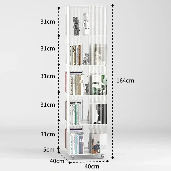 Bibliothèque étagères bois blanc et plexiglas