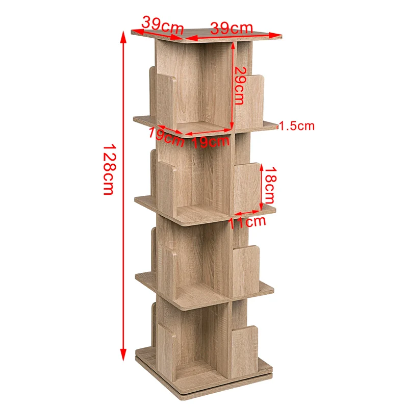Bibliothèque rotative verticale design en bois 40x40cm