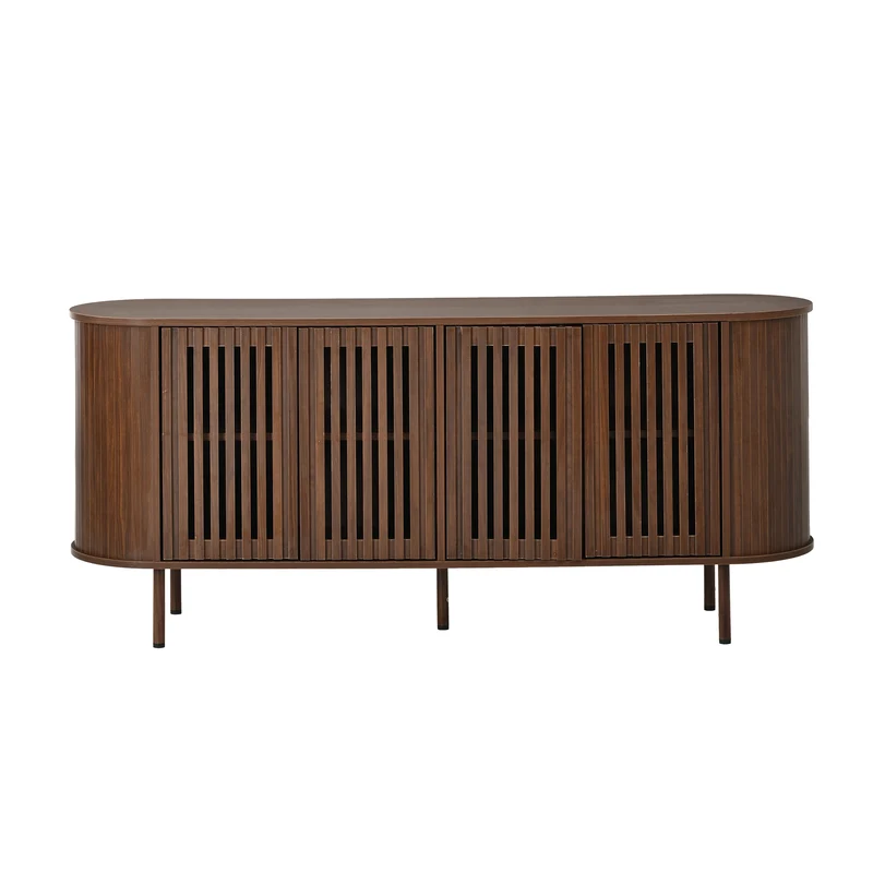 Buffet effet noyer 4 portes coulissantes ajourées 160x40x70cm PANELPRO
