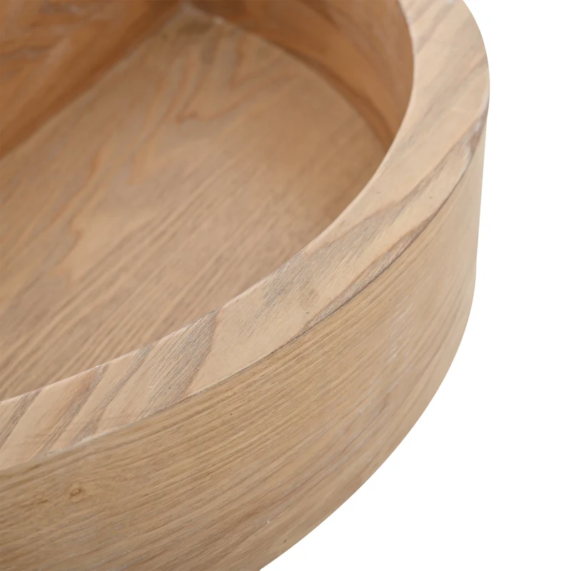 Table basse cylindrique plateau rotatif 360°, blanc & effet bois, 3 niveaux, rangement caché 60x60x35cm MODERNCHAIRART